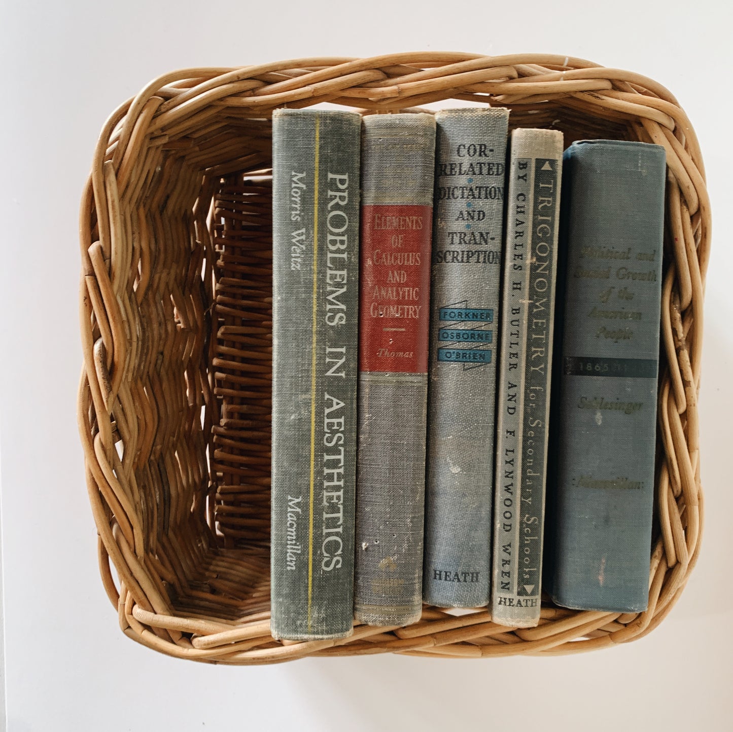 Blue and Gray Vintage School Book Set, Mid Century Modern Classroom Decor