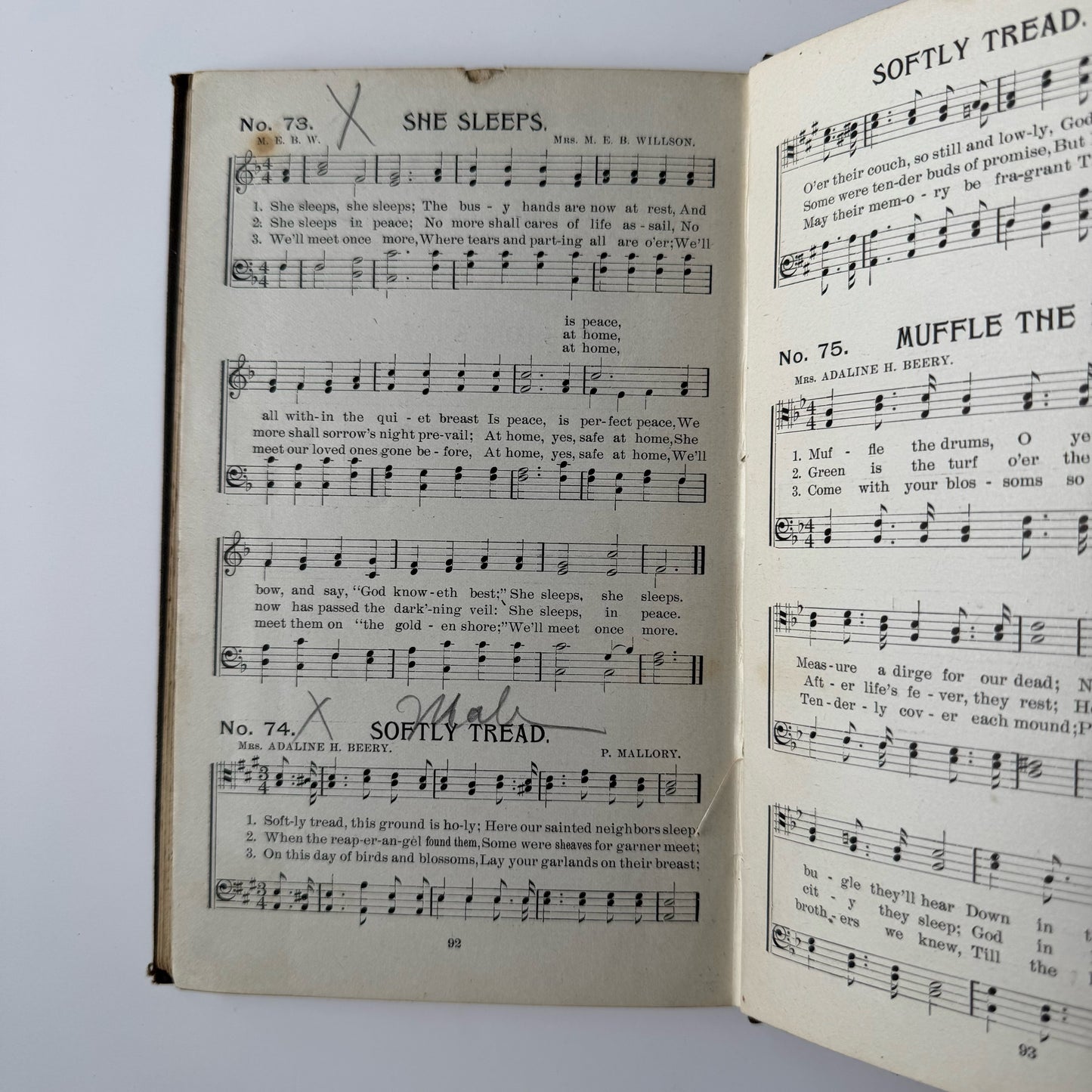 Beirly's Memorial Songs No.1 Funeral Song Book, 1892 Hardcover