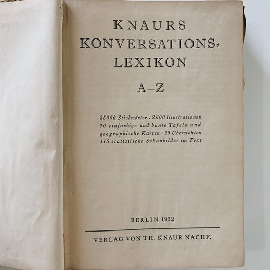 Knaurs Konversations Lexikon A-Z, 1932, Amazing Illustrated German DIctionary