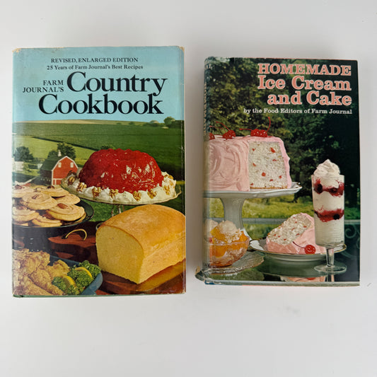 Set of Two Farm Journal Country Cookbooks, 1970s Ice Cream and Cake plus Country Cookbook