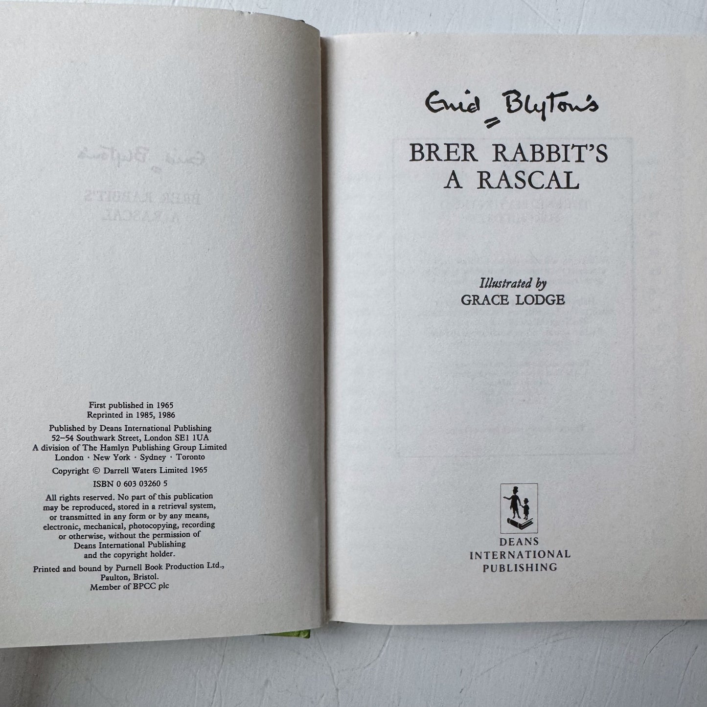 Enid Blyton's Brer Rabbit's A Rascal, 1986, Illustrated Hardcover