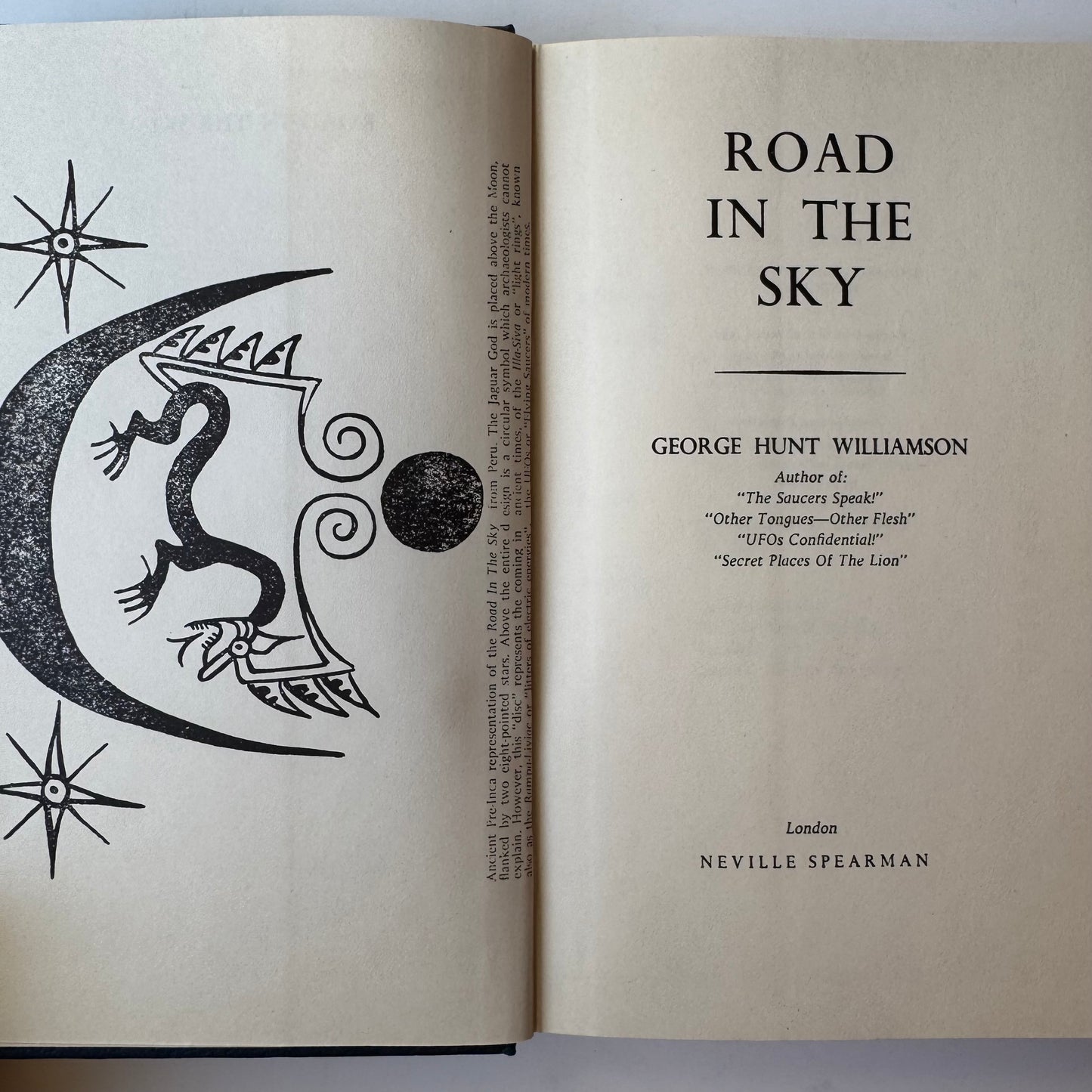 Road In The Sky, George Hunt Williamson, 1965 Hardcover Aliens Ancient Civilizations