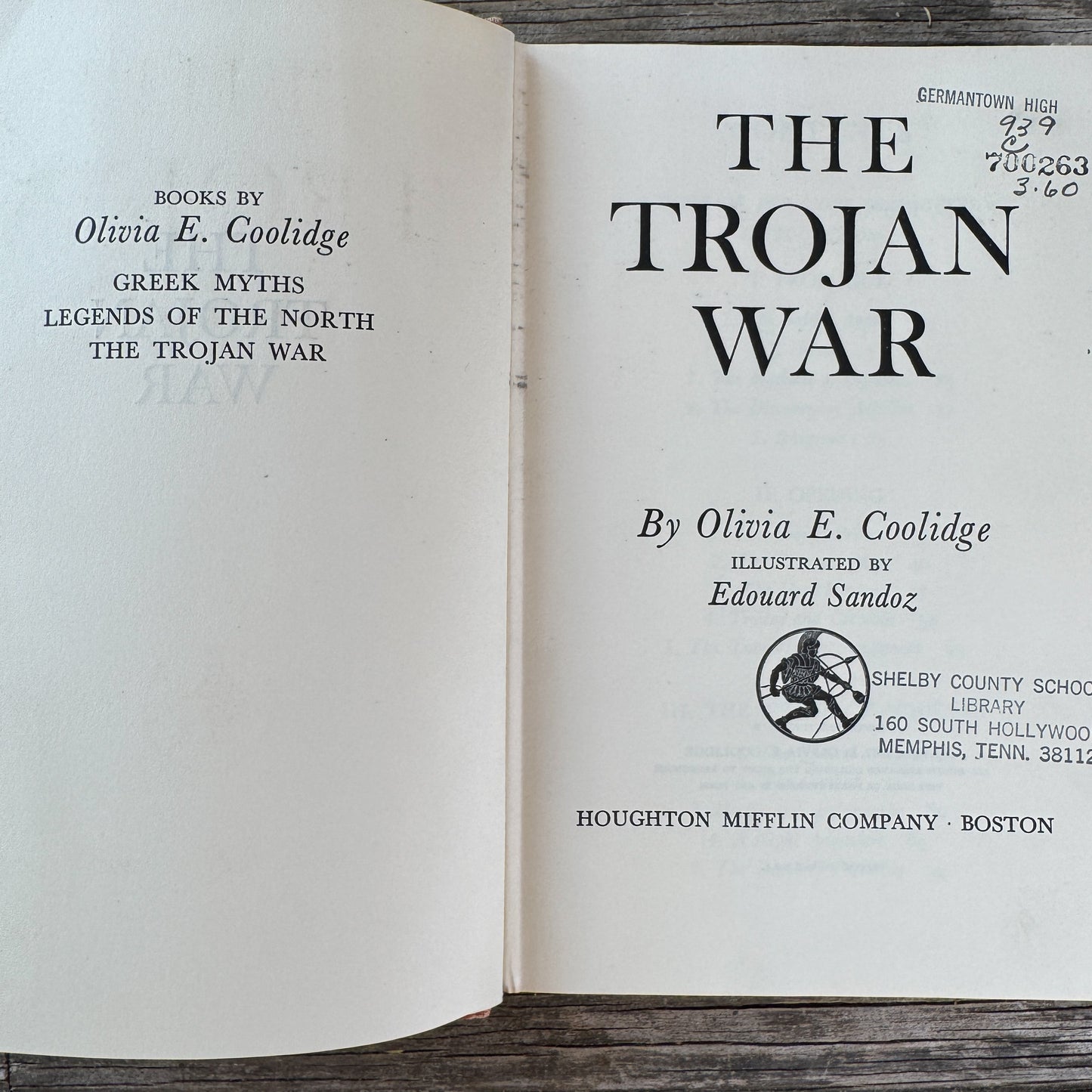 The Trojan War, Olivia E. Coolidge, 1952, Young Readers Intro to Homer