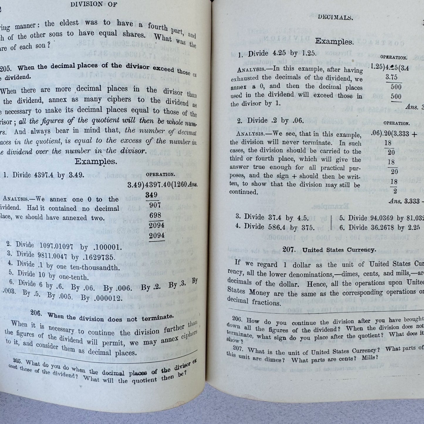 University Arithmetic, Science of Numbers, 1863 Antique School Book