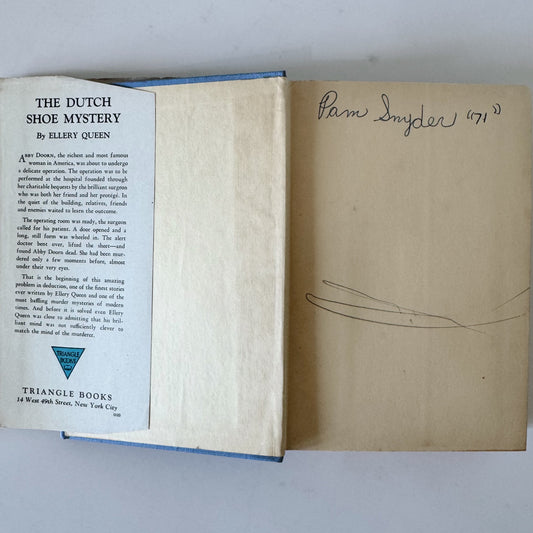 The Dutch Shoe Mystery, Ellery Queen, 1940 Hardcover First Triangle Books Edition