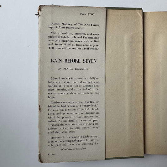 Rain Before Seven, Marc Brandel, 1945, First Edition