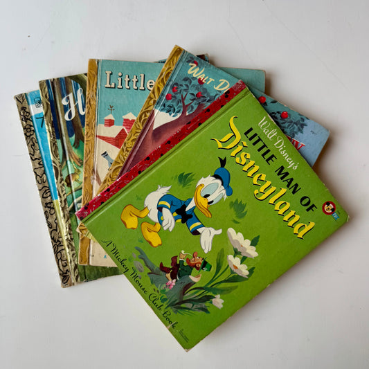 Vintage Golden Book Bundle, Donald Duck, Johnny Appleseed, Hansel & Gretel, Little Galoshes, Little Red Hen