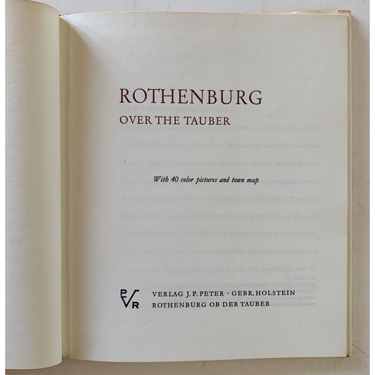 Rothenburg Over the Tauber, 1977, 40 Color Pictures and Map, German Tourist Book