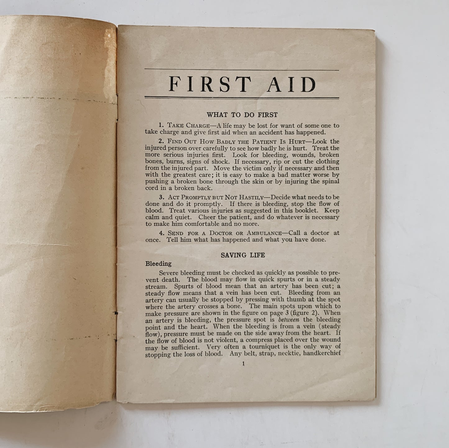 First Aid Illustrated 1930s Pamphlet, Metropolitan Life Insurance Co