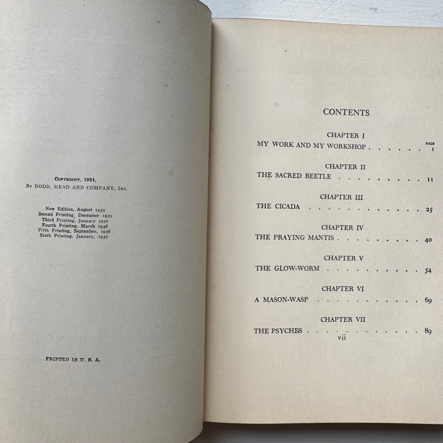 Fabre's Book of Insects, 1937 Sixth Printing, Illustrated Hardcover Nature Study