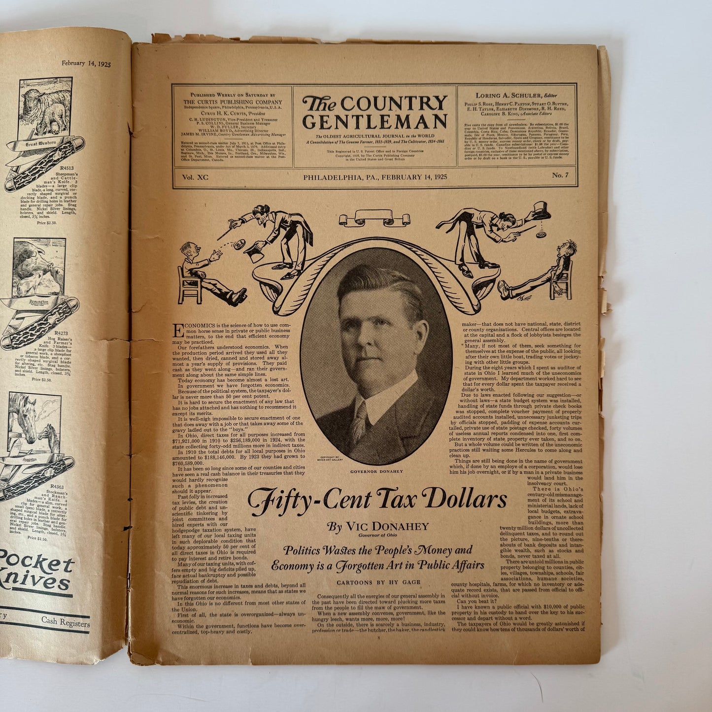 Country Gentleman Magazine, February 14, 1925, 100 Years Old!