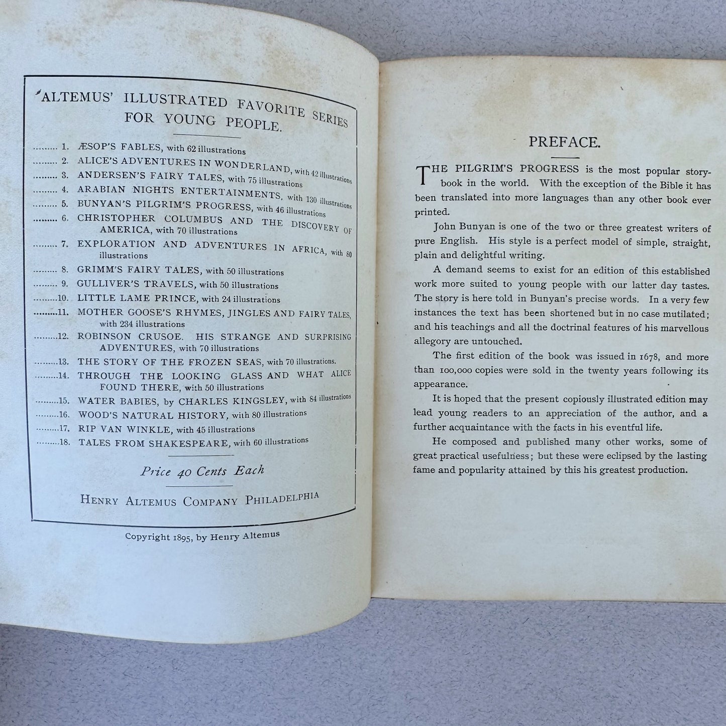 The Pilgrim's Progress, John Bunyan, Arranged For Young Readers, 1895