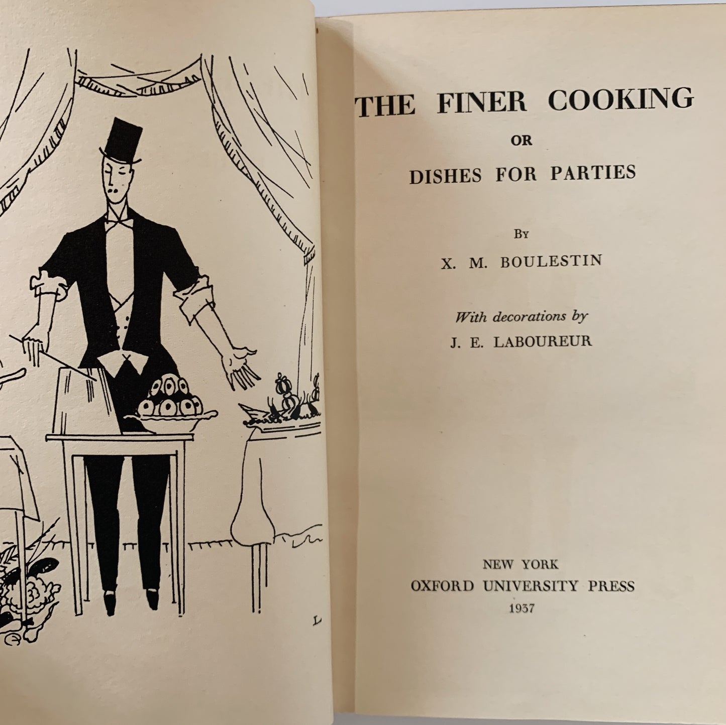 The Finer Cooking: Dishes for Parties, Two Volume Set, X.M. Boulestin, Rare, 1937
