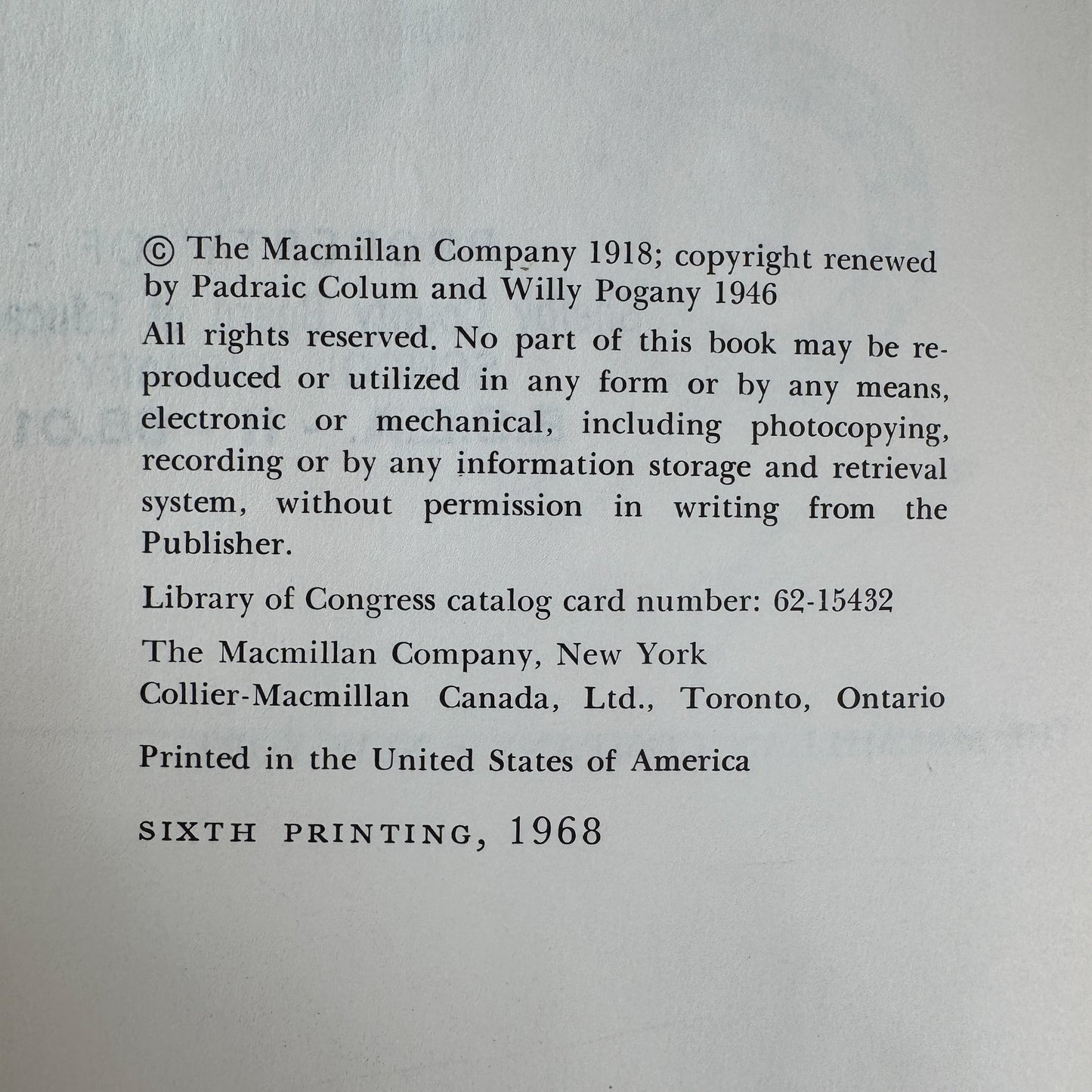 The Children's Homer, The Adventures of Odysseus and the Tale of Troy, Padraic Colum, 1968
