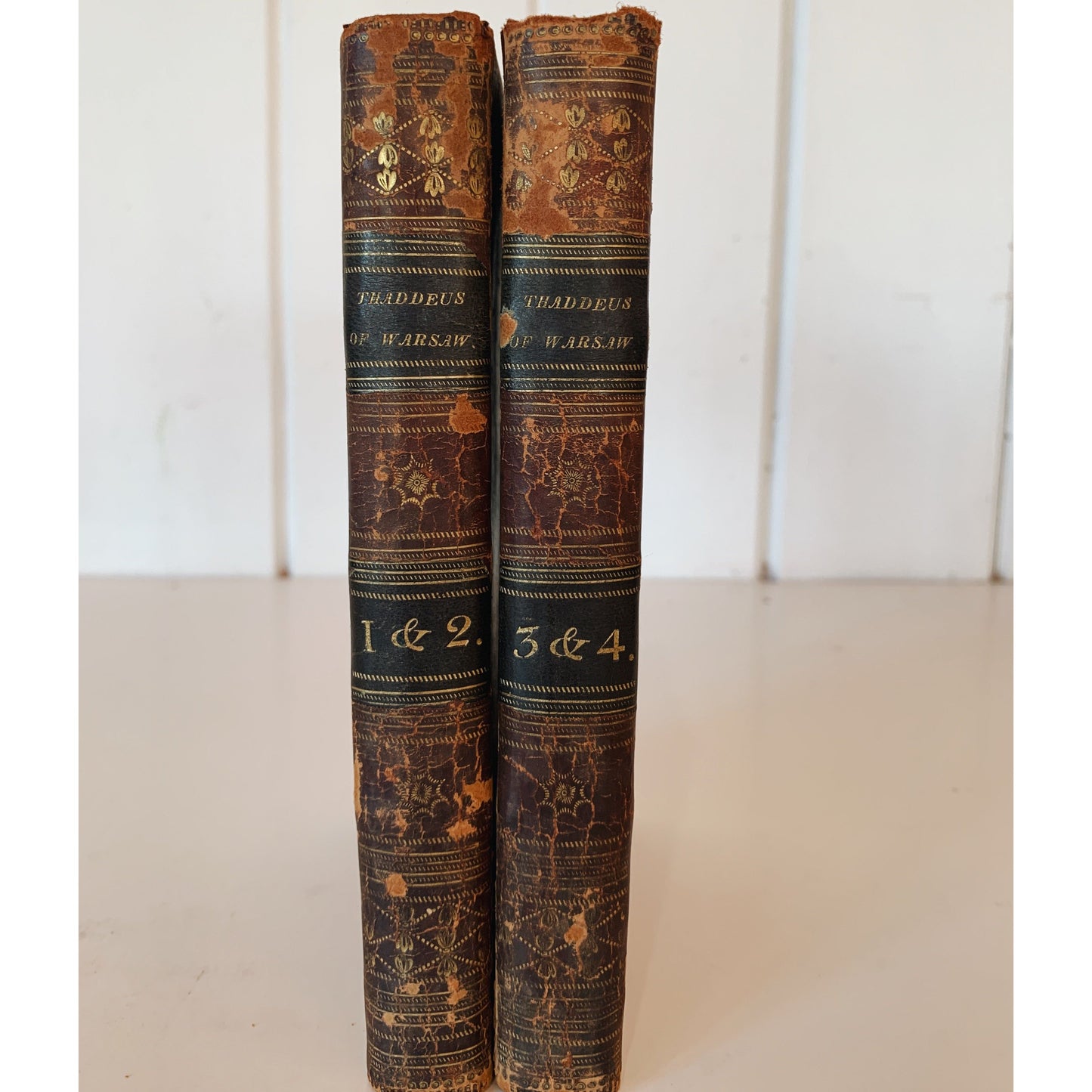 Thaddeus of Warsaw, 1809, Four Volumes in Two, Miss Jane Porter, Leather-Bound