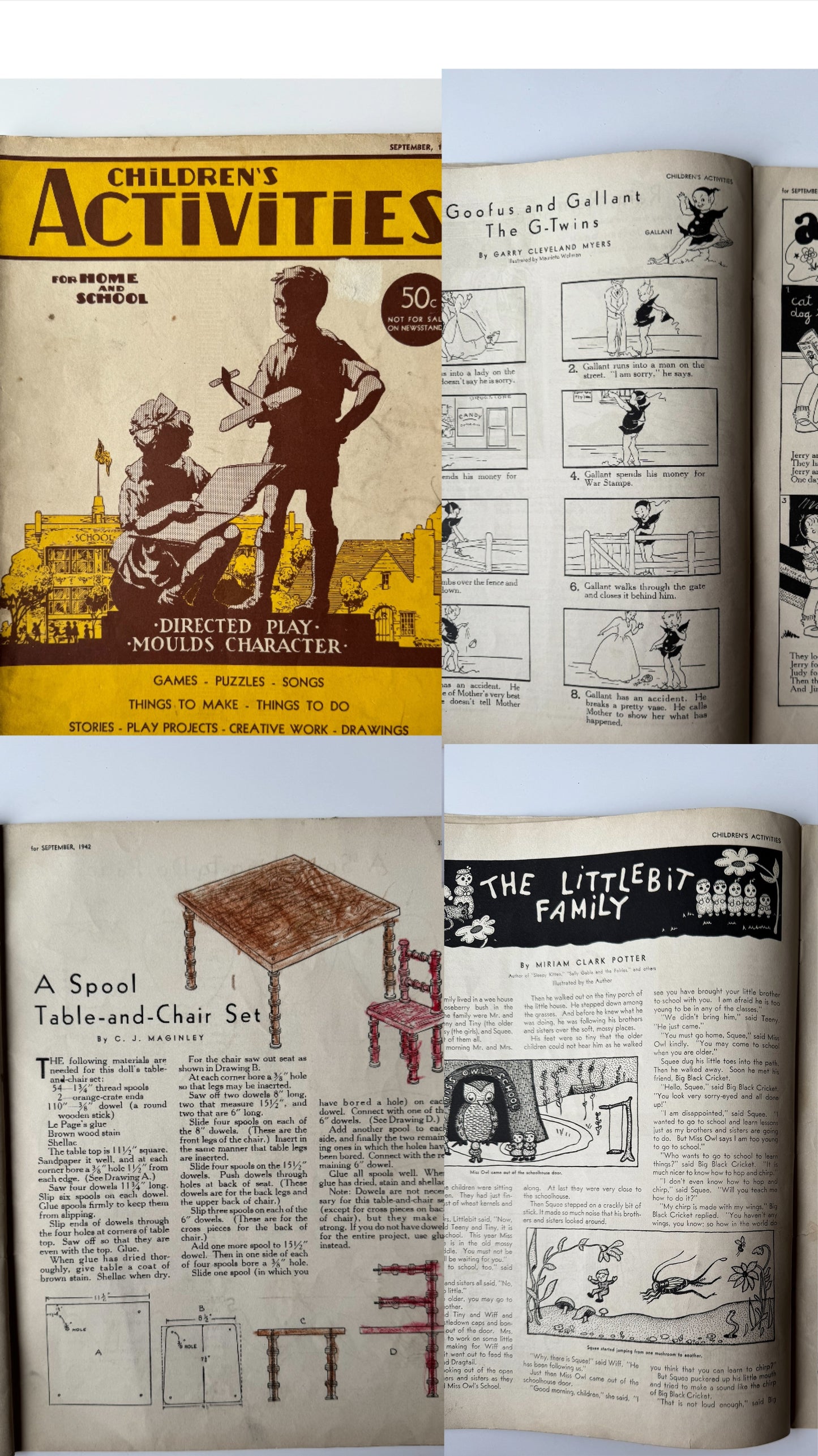 Children's Activities for Home and School, Vintage Magazines Mid Century 1940s, Choose One