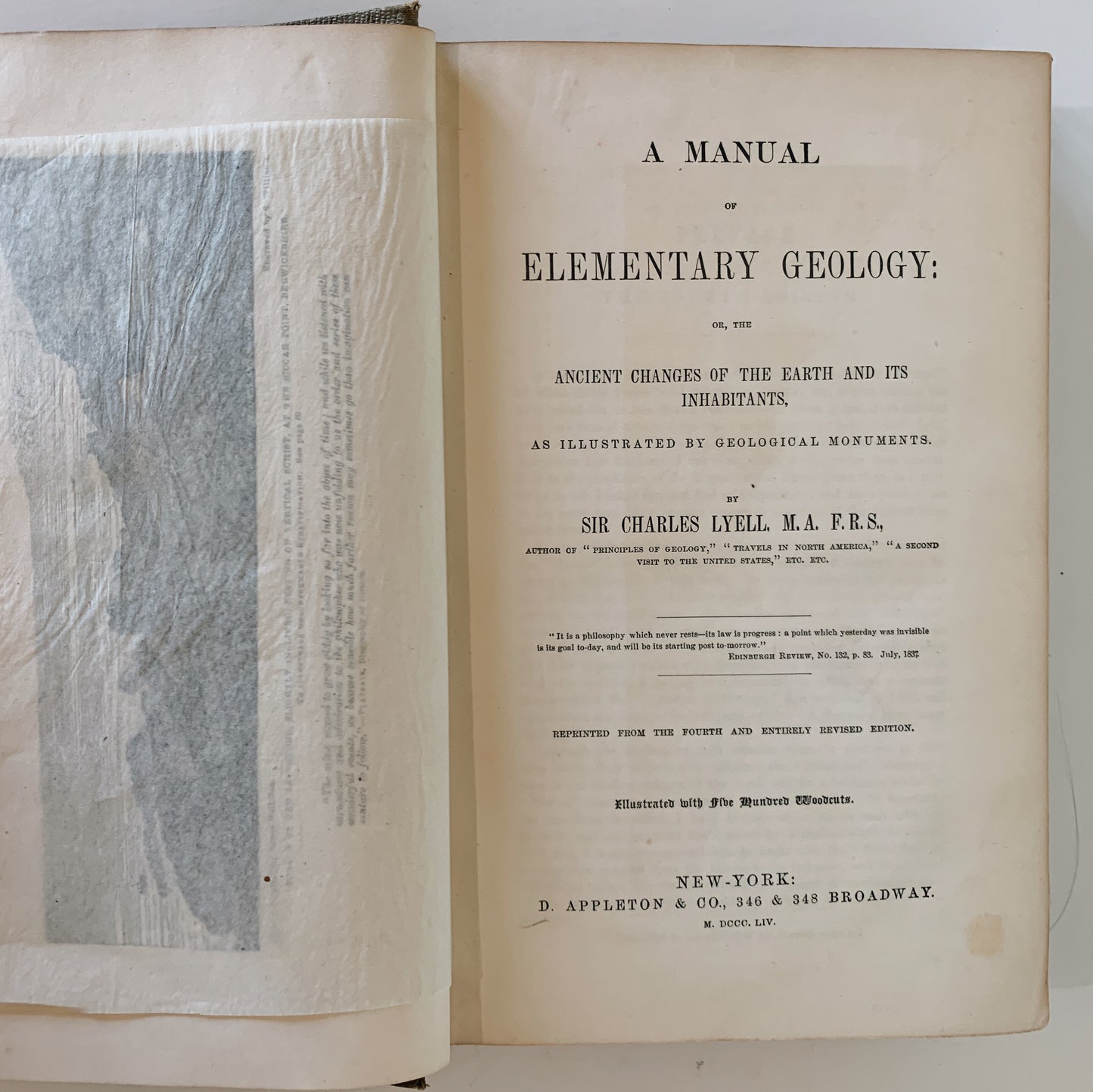 A Manual of Elementary Geology or the Ancient Changes of the Earth and Its Inhabitants, Sir Charles Lyell, 1854 Antique Textbook