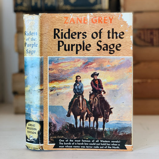 Riders of the Purple Sage, Zane Grey Book with Dust Jacket, Great Western Edition 29