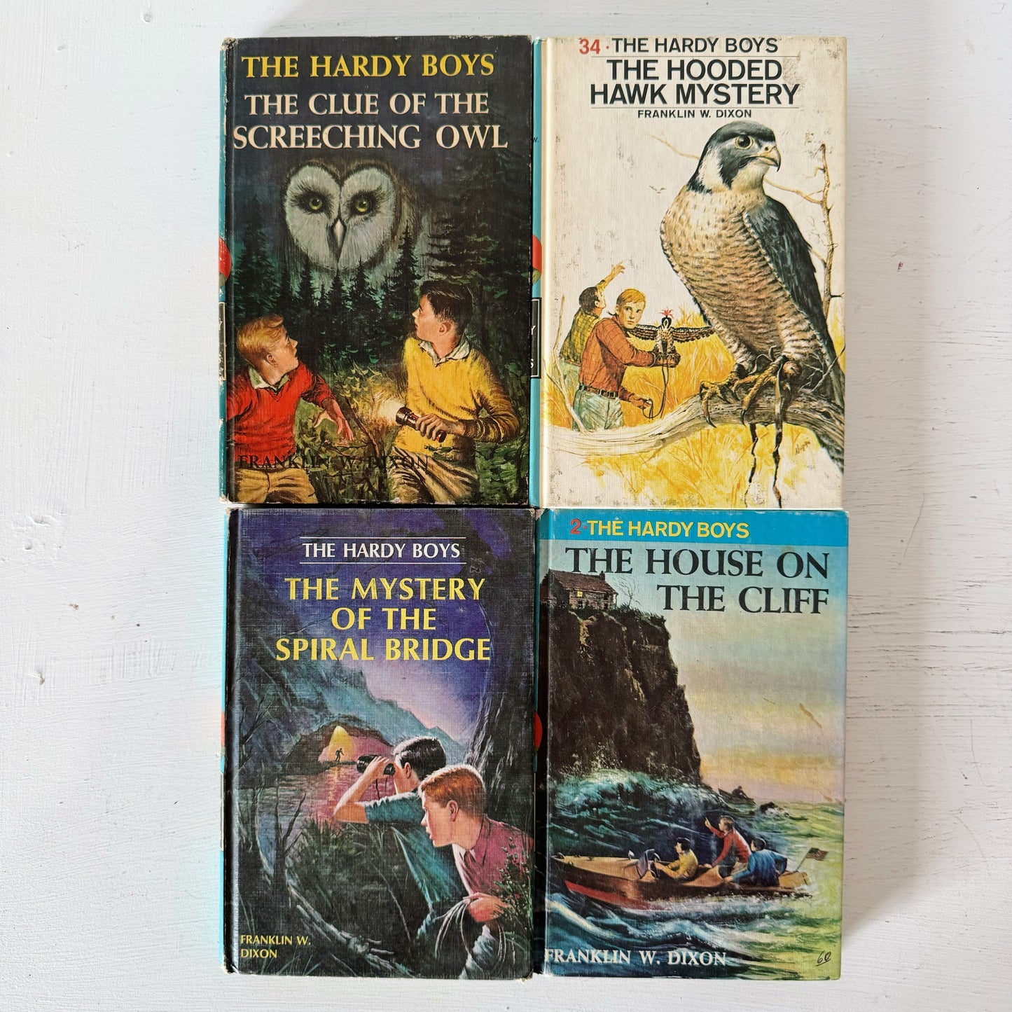 Set of 4 Hardy Boys Books, 1970s Blue Vintage Hardcovers