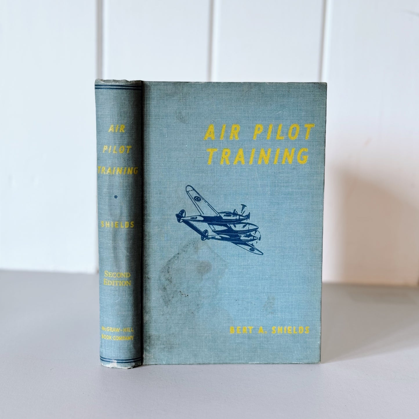 Air Pilot Training, Mid Century 1943 School Book in Blue Hardcover