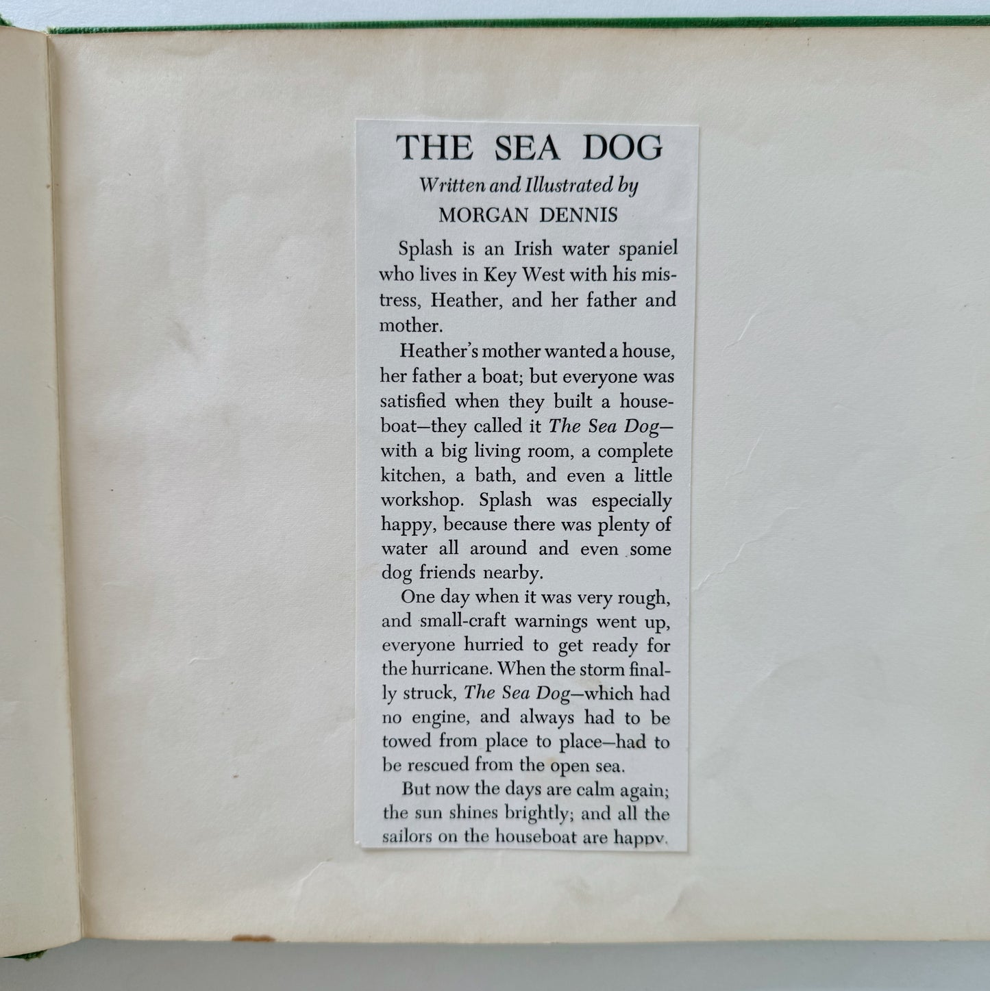 The Sea Dog by Morgan Dennis, First Edition 1958  Children's Hardcover Book