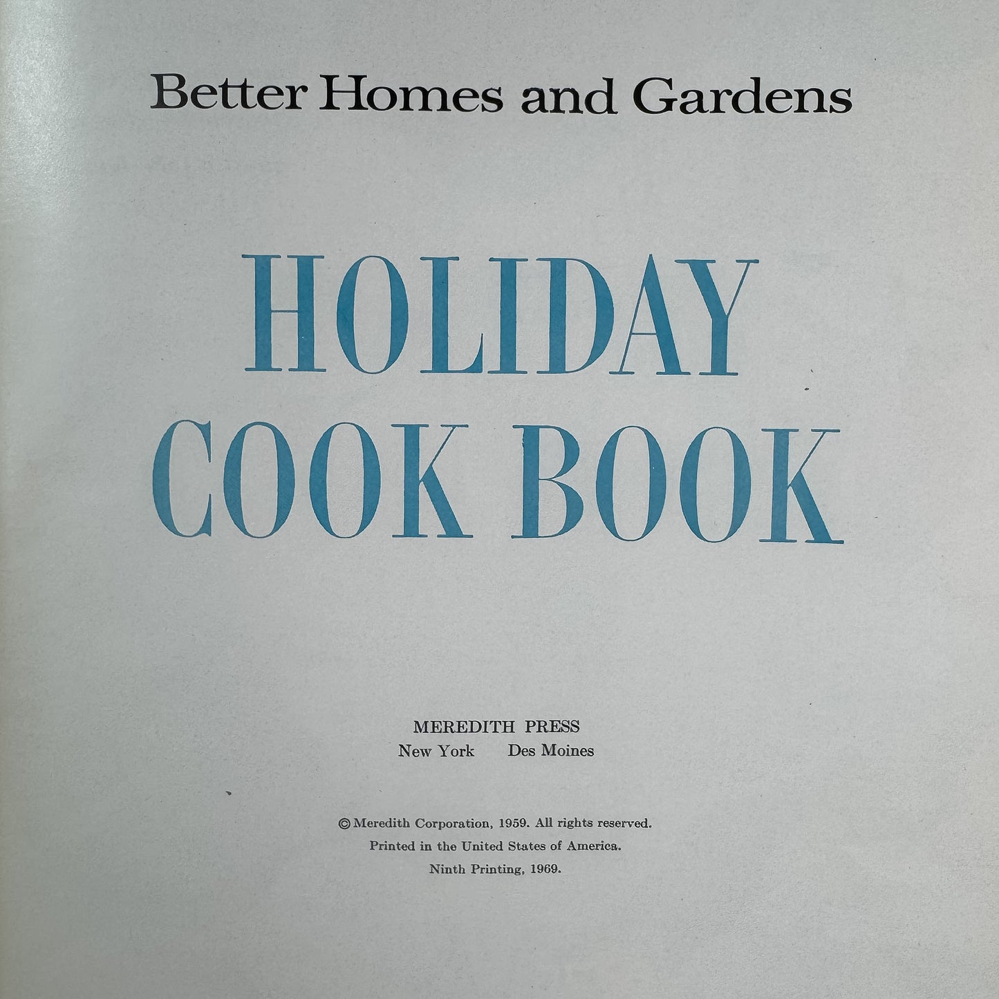 Better Homes and Gardens Holiday Cook Book, 1969
