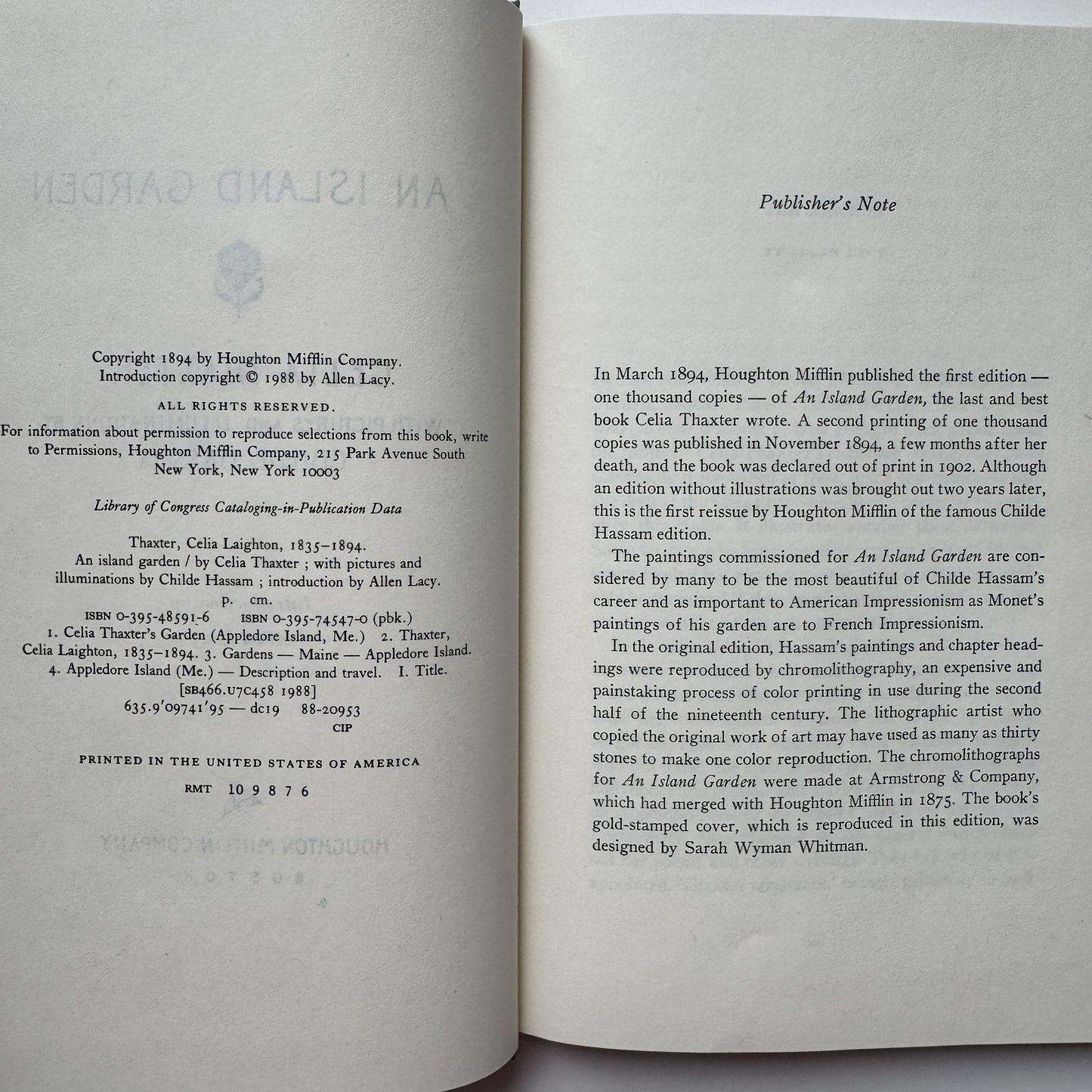 An Island Garden, Celia Thaxter, Slipcased Edition, 1988