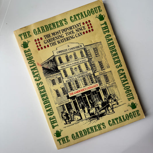 Vintage-style 'The Gardener's Catalogue' book on a white background