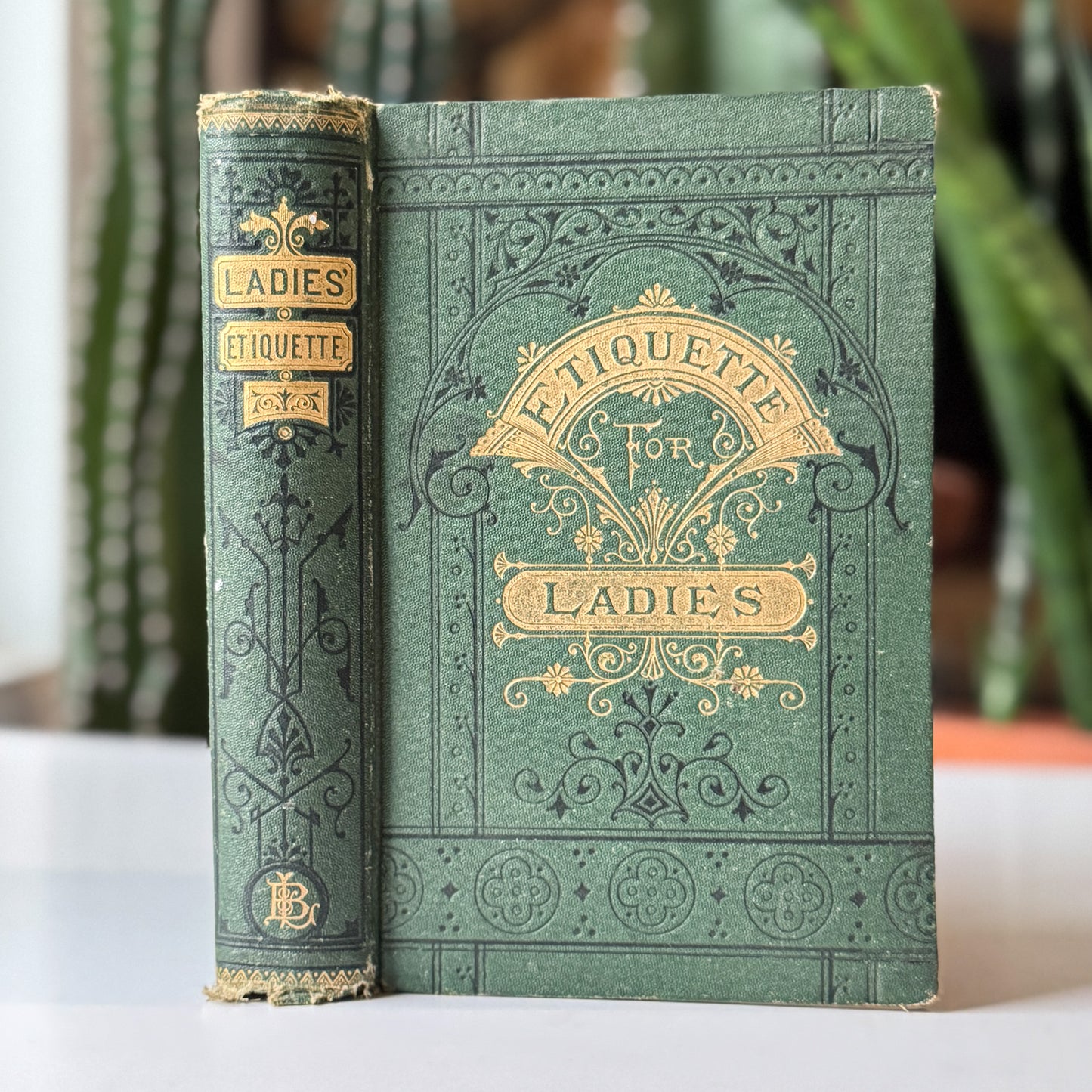 The Ladies Book of Etiquette and Manual of Politeness, Florence Hartley, 1874, Ornate Green Hardcover