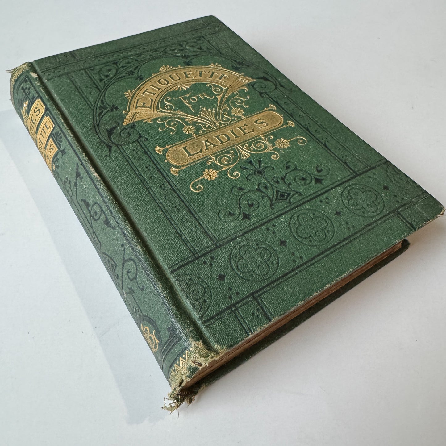 The Ladies Book of Etiquette and Manual of Politeness, Florence Hartley, 1874, Ornate Green Hardcover