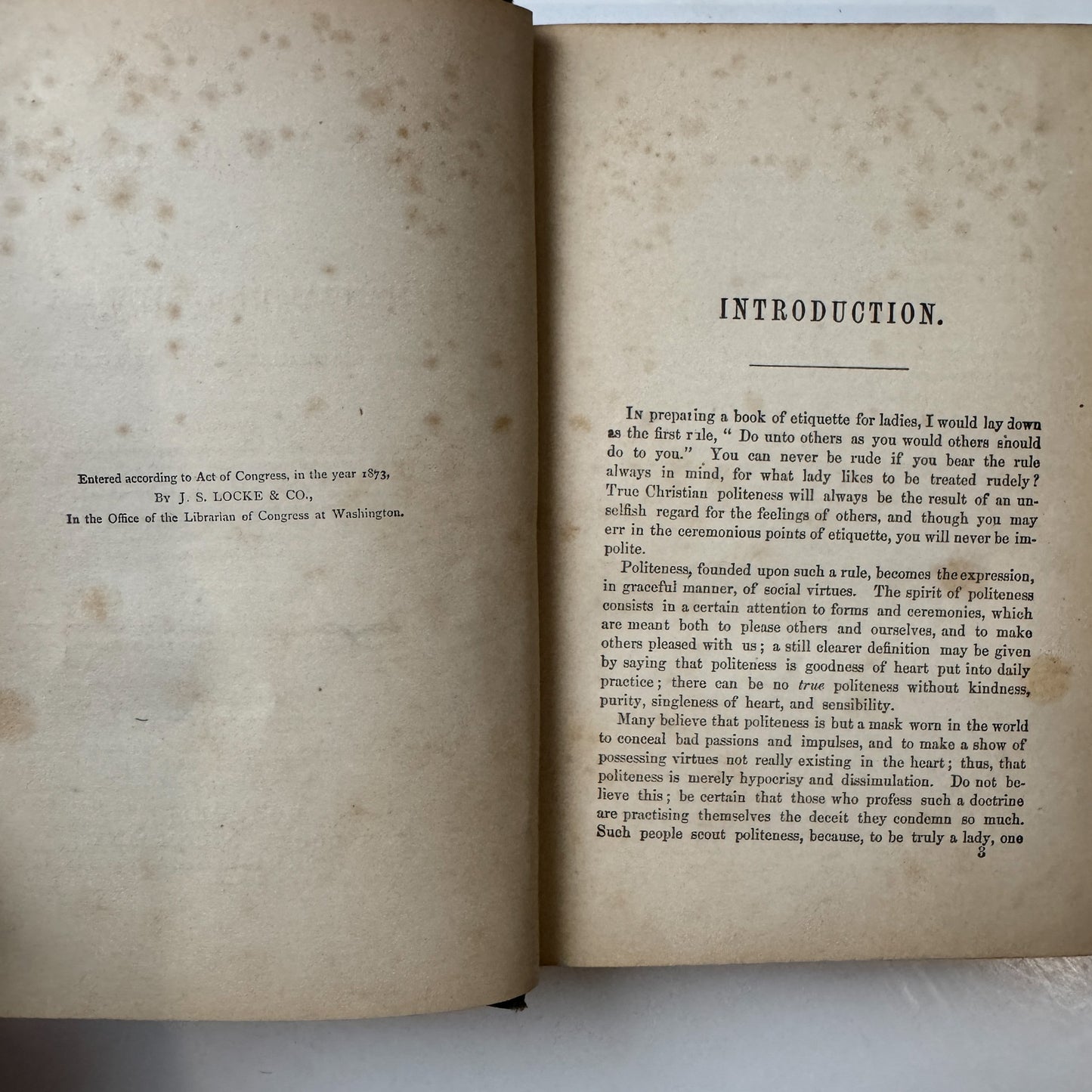 The Ladies Book of Etiquette and Manual of Politeness, Florence Hartley, 1874, Ornate Green Hardcover