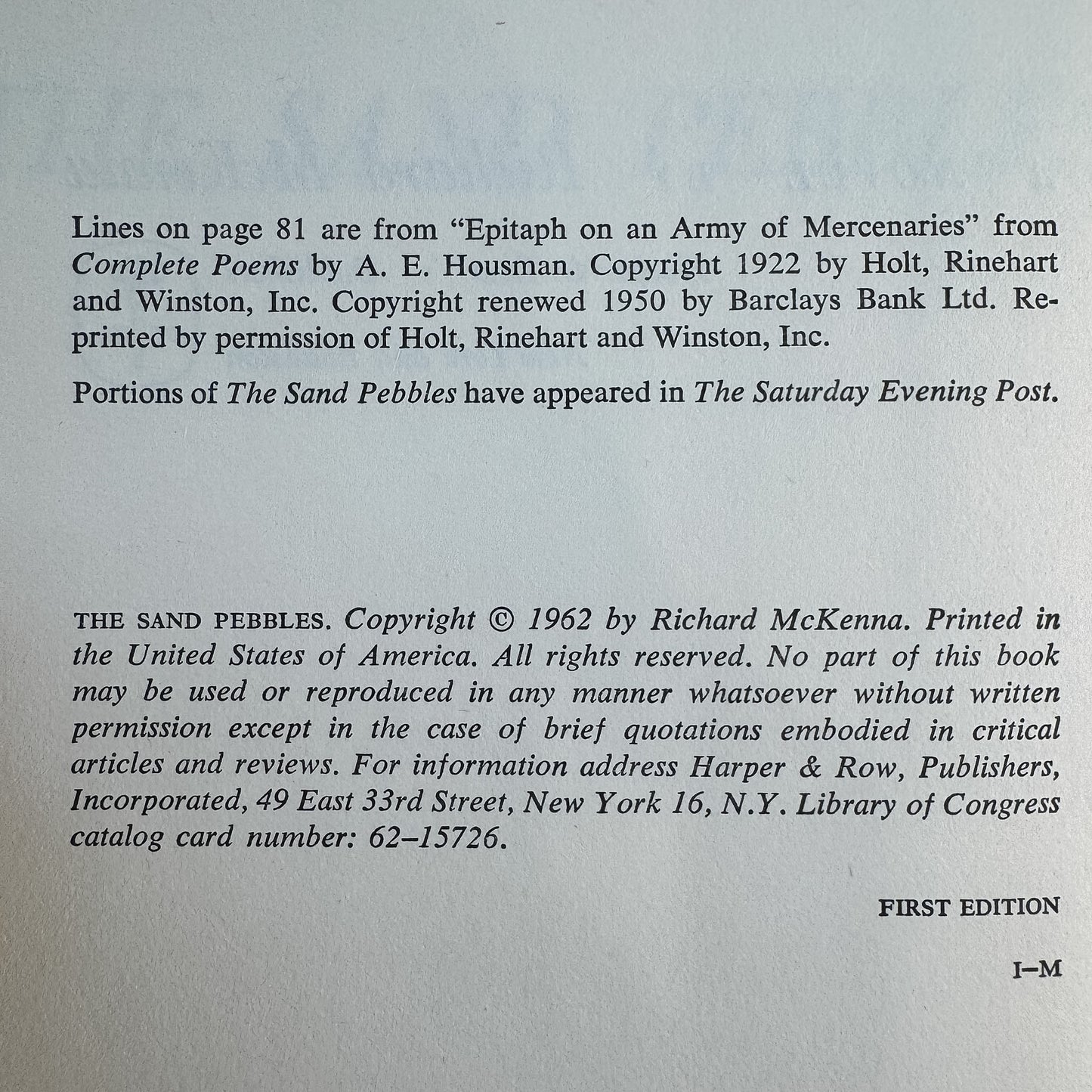 The Sand Pebbles, Richard McKenna, 1962