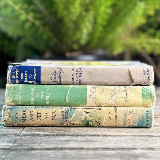 Set of 3 Emily Kimbrough Books: Pleasure By the Busload (First Edition, 1961), We Followed Our Hearts to Hollywood (1943), So Near and Yet So Far (1955)
