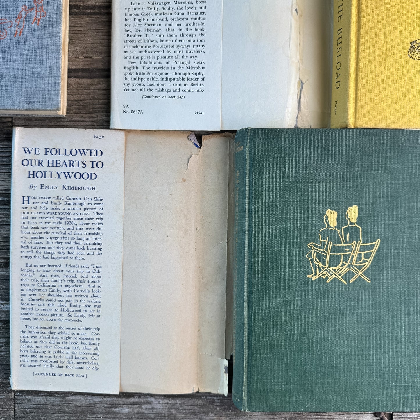 Set of 3 Emily Kimbrough Books: Pleasure By the Busload (First Edition, 1961), We Followed Our Hearts to Hollywood (1943), So Near and Yet So Far (1955)