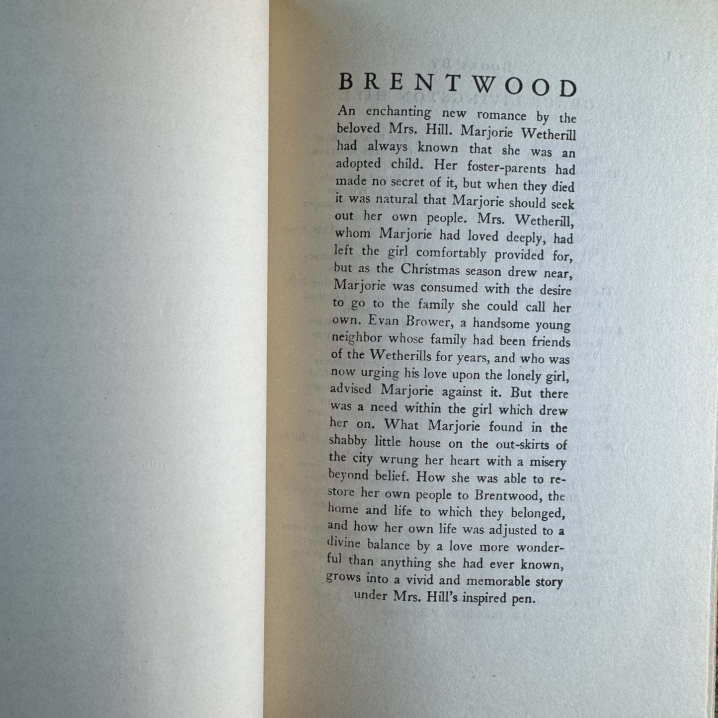 Brentwood, Grace Livingston Hill, Christian Romance, 1957