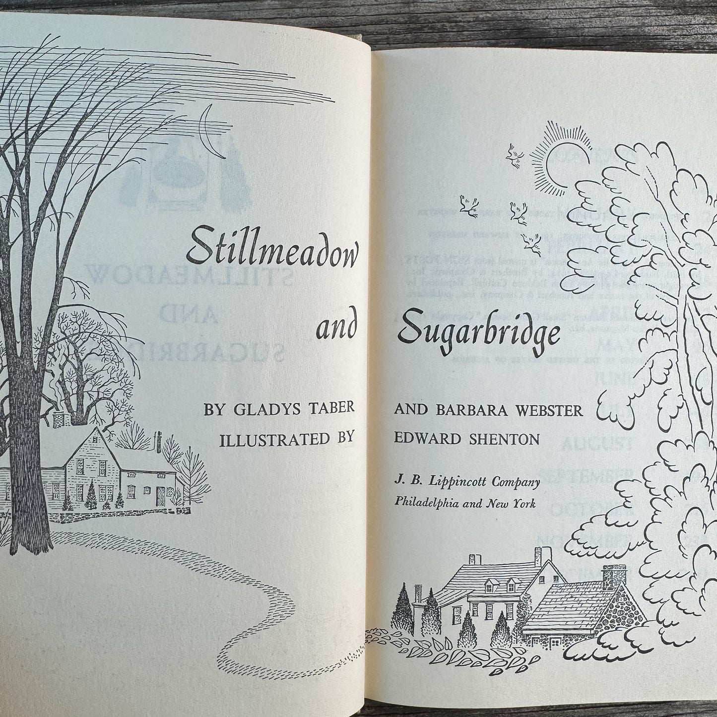 Stillmeadow and Sugarbridge, Gladys Taber and Barbara Webster, 1953, Book Club Edition