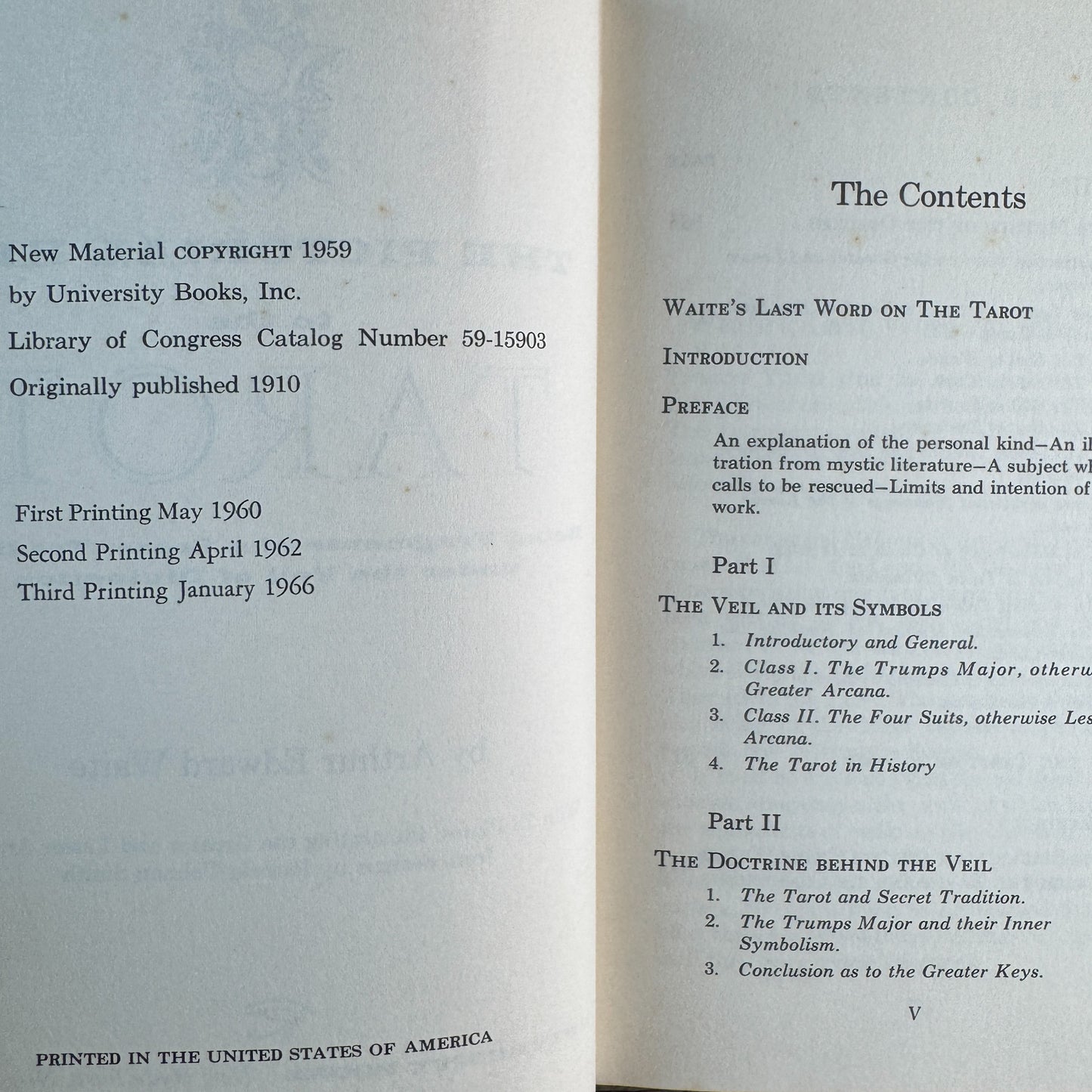 The Pictorial Key to the Tarot, Arthur Edward Waite, 1966, 3rd Printing