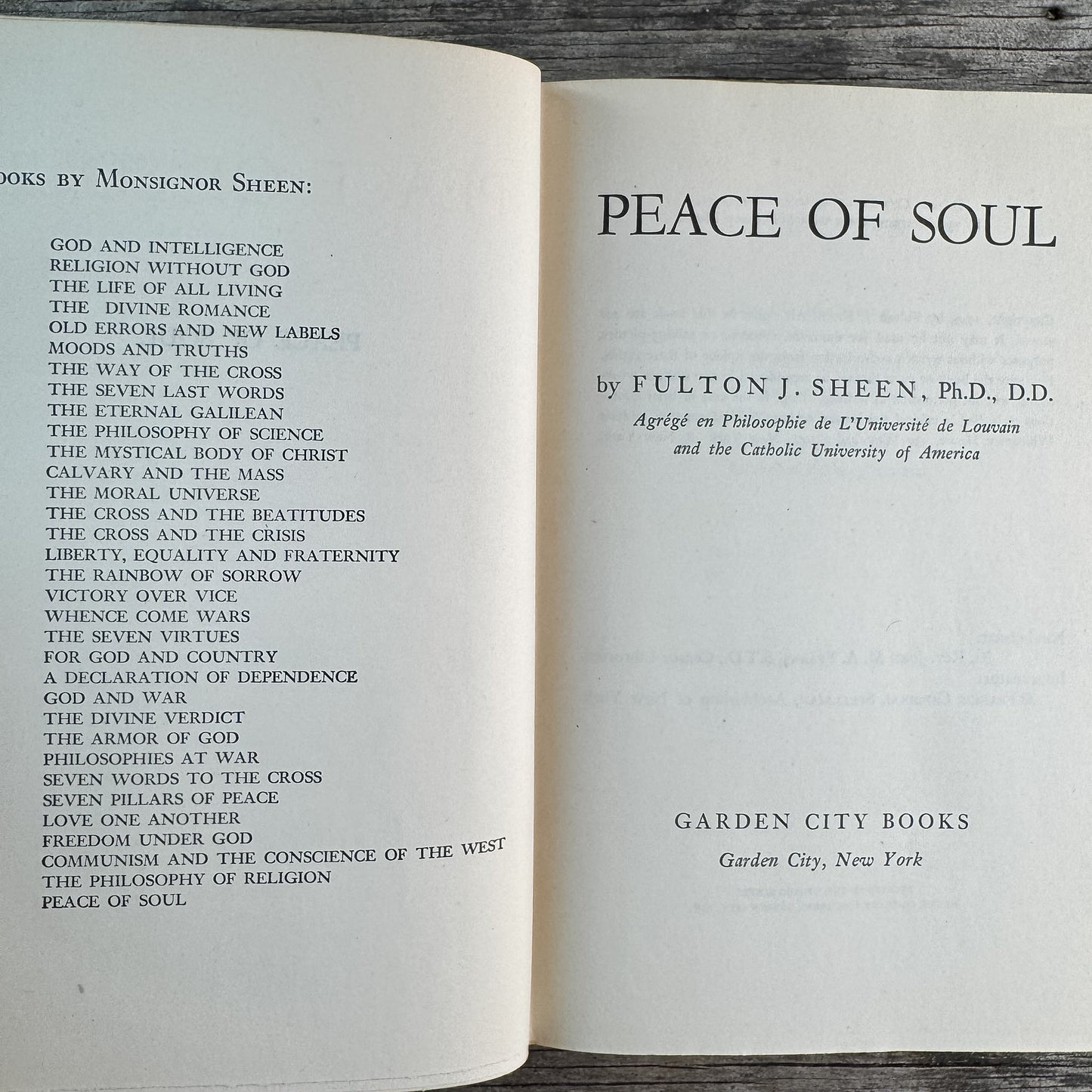 Peace of Soul, Fulton J. Sheen, 1951 Religious Philosophy