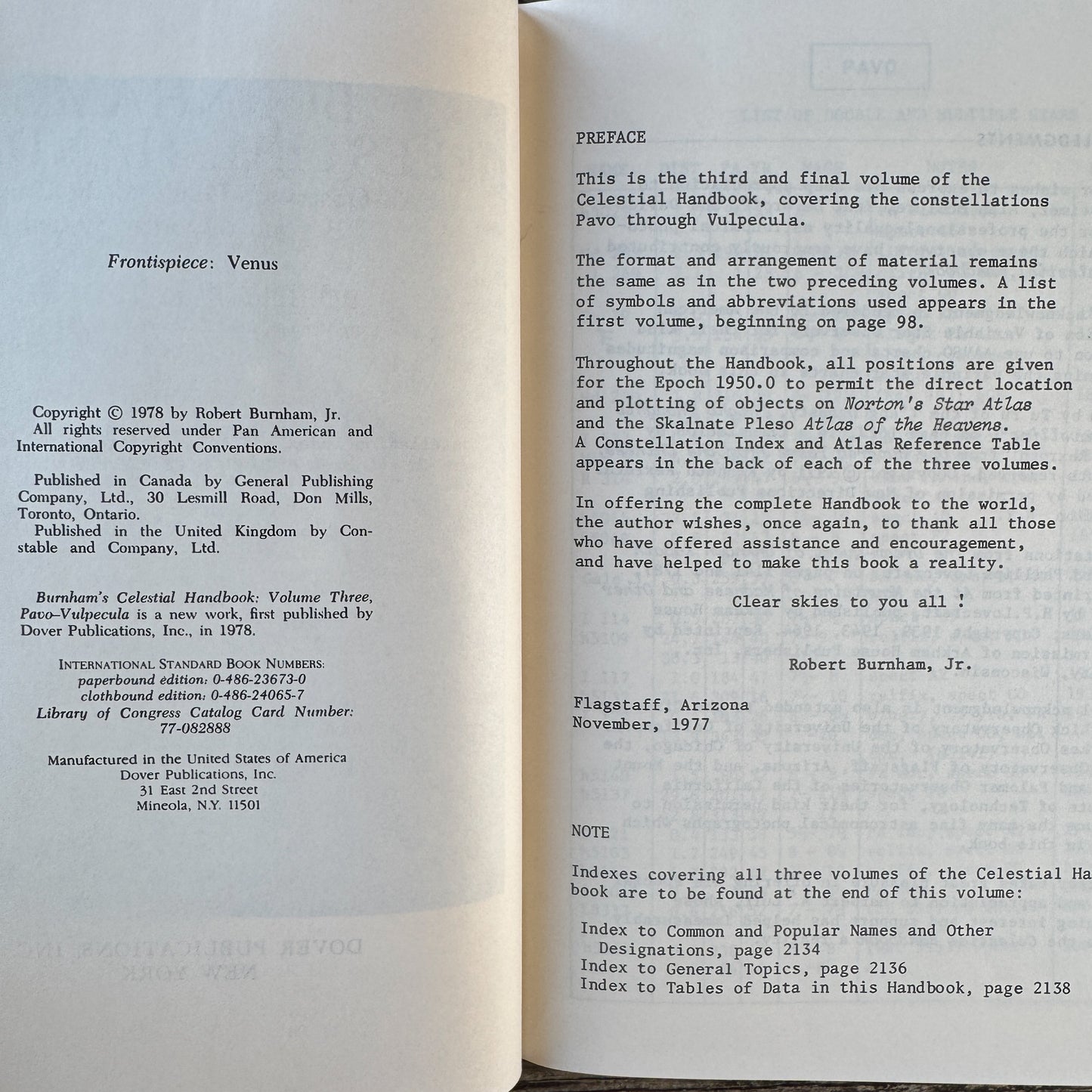 Burnham's Celestial Handbook, Complete 3-Volume Set, 1978