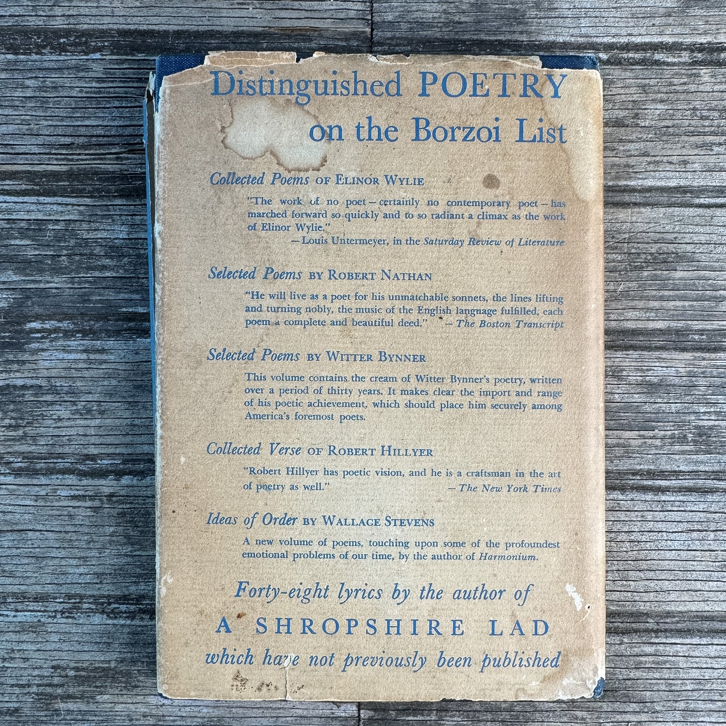 More Poems, A.E. Housman, 1936, Book of the Month Club Edition