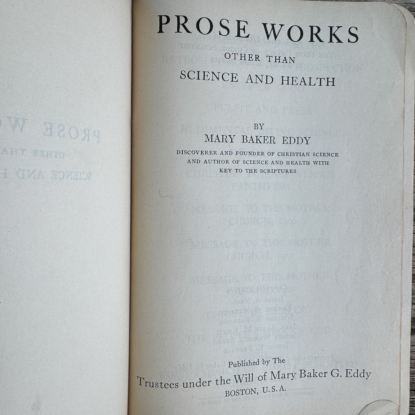 Prose Works Other Than Science and Health, Mary Baker Eddy, 1925