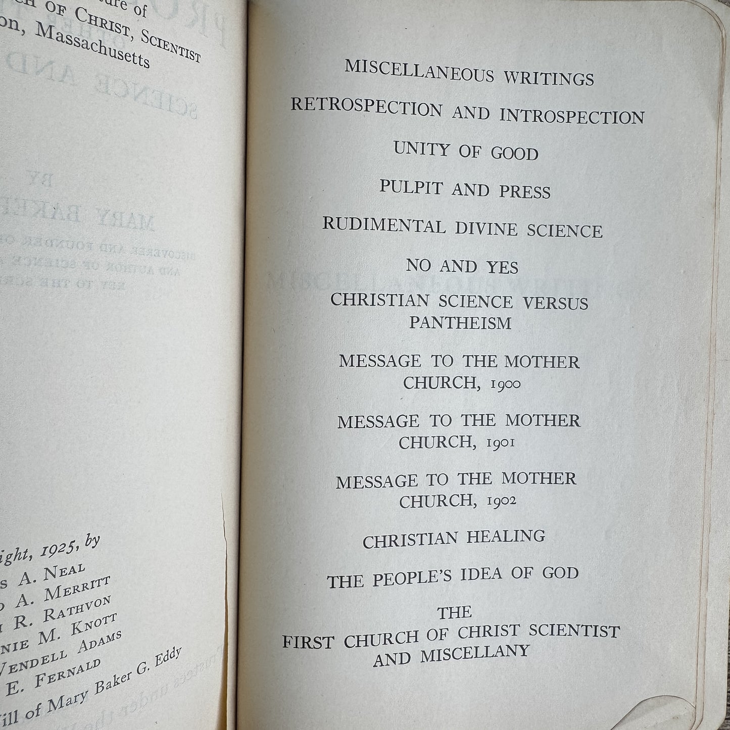 Prose Works Other Than Science and Health, Mary Baker Eddy, 1925