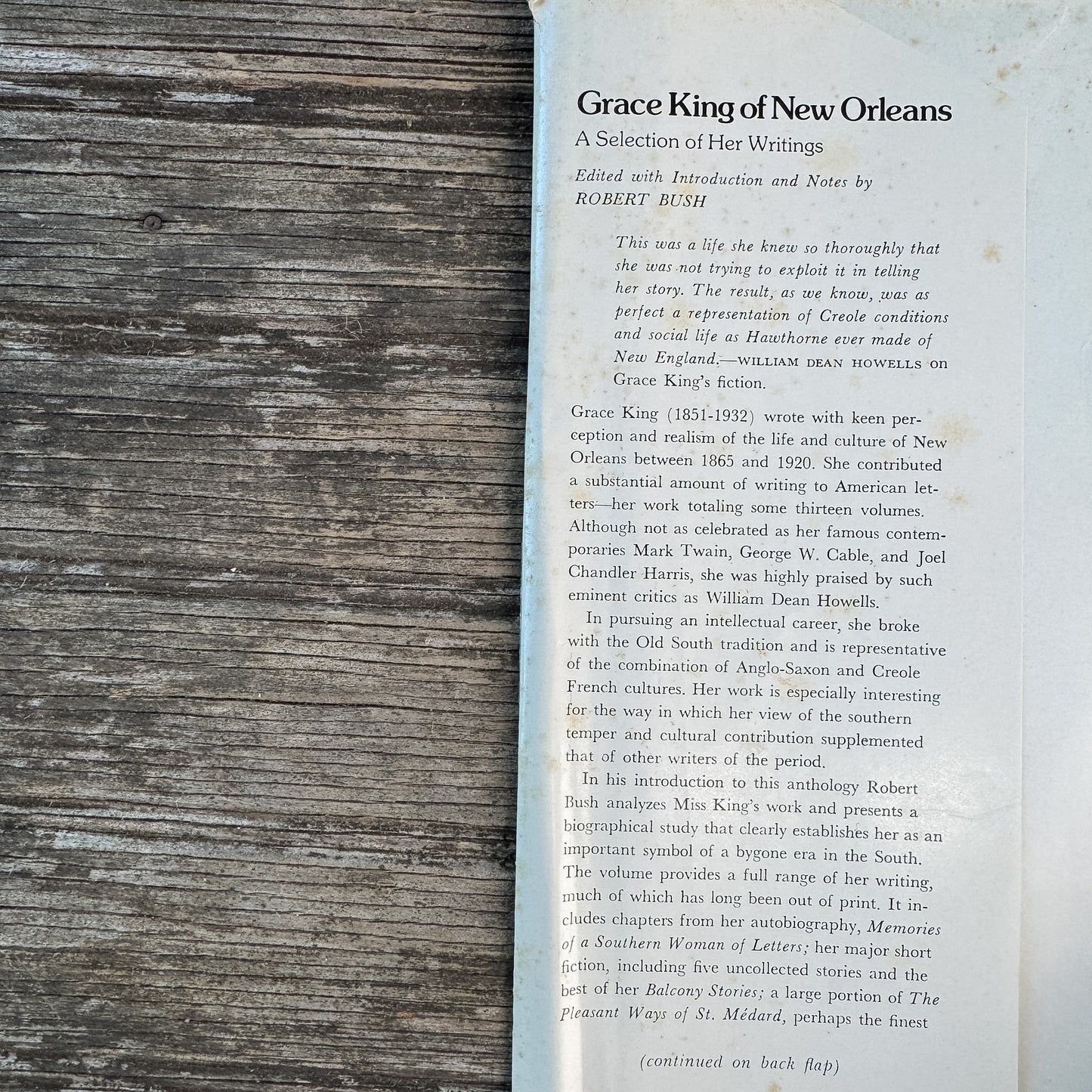 Grace King of New Orleans: A Selection of Her Writings, edited by Robert Bush, 1973