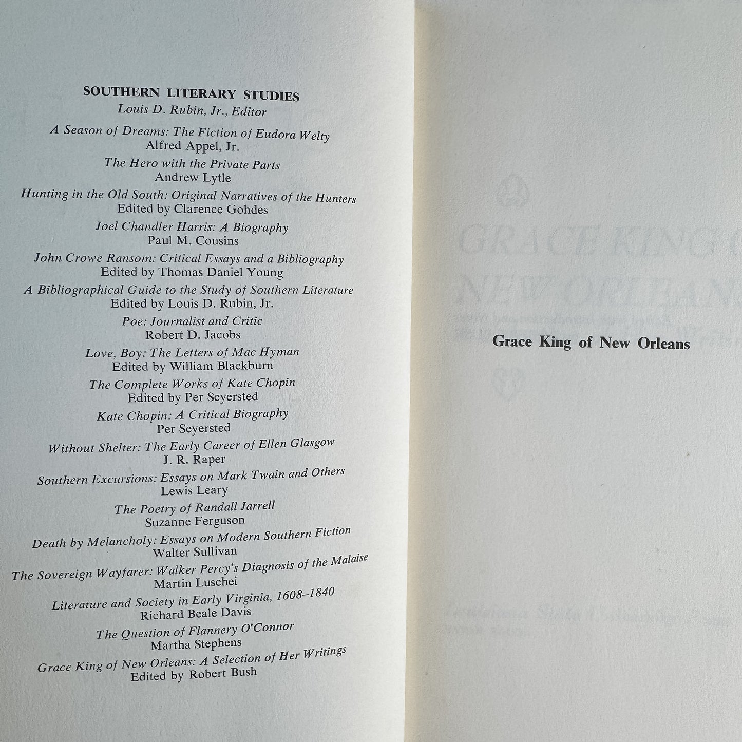 Grace King of New Orleans: A Selection of Her Writings, edited by Robert Bush, 1973