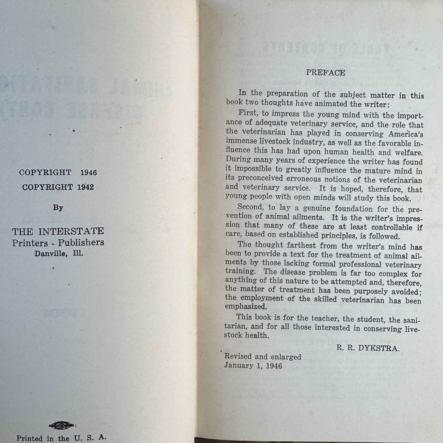 Animal Sanitation and Disease Control, 1946 Veterinary Textbook