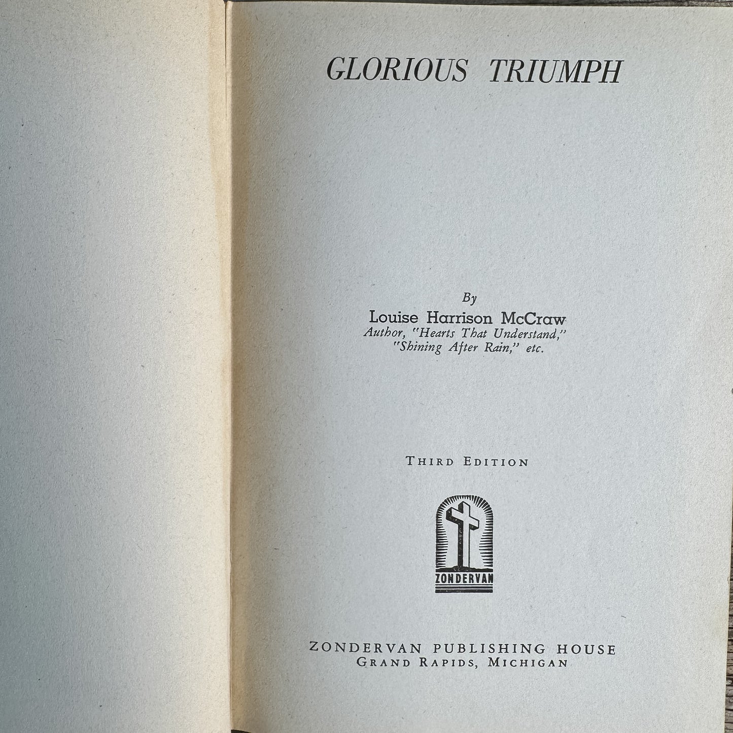 Glorious Triumph, Louise Harrison McCraw, 1938 Christian Fiction