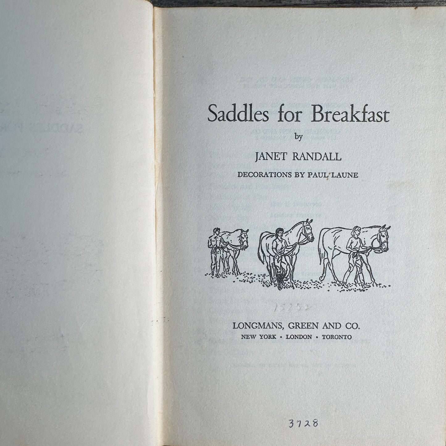 Saddles for Breakfast, Janet Randall, 1961 Horse Story