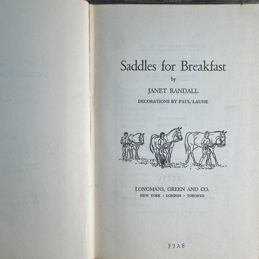 Saddles for Breakfast, Janet Randall, 1961 Horse Story
