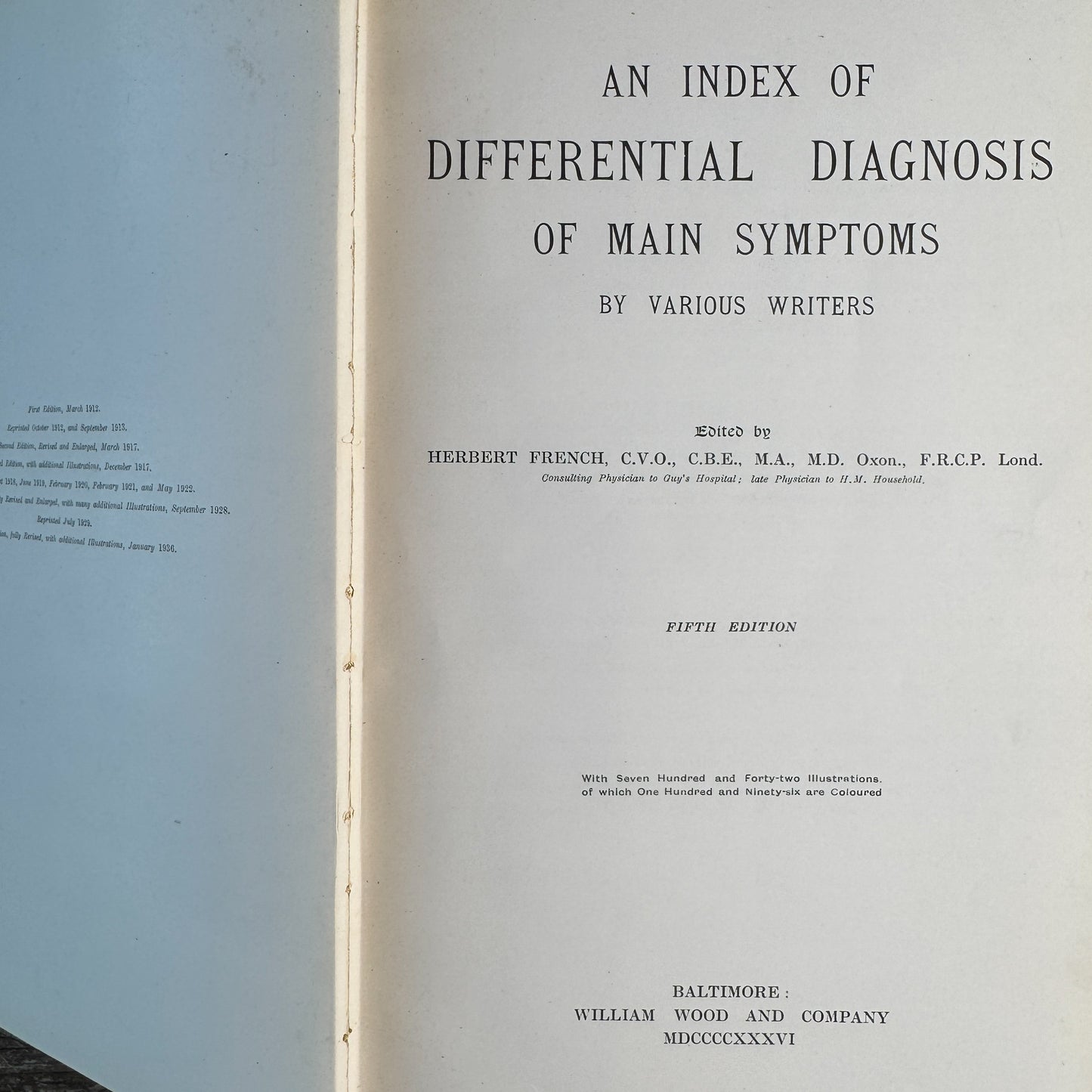 An Index of Differential Diagnosis of Main Symptoms, 1936