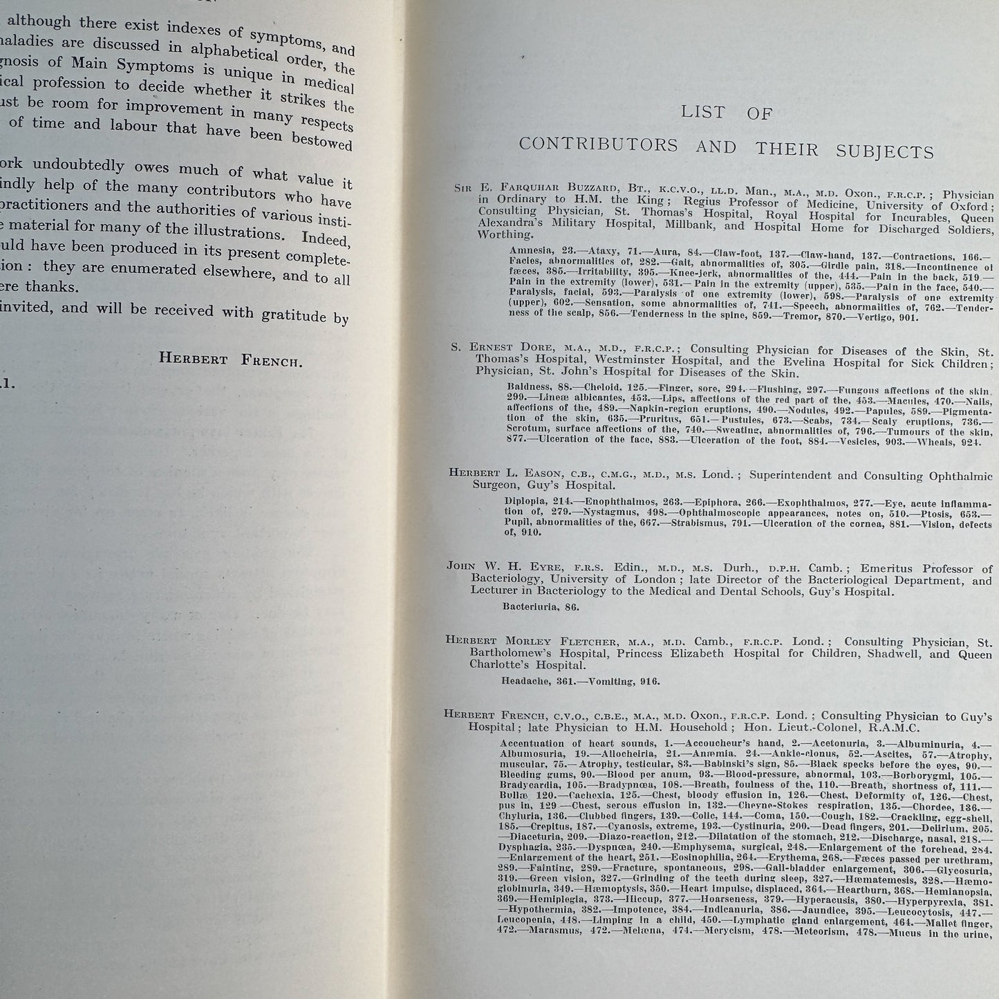 An Index of Differential Diagnosis of Main Symptoms, 1936